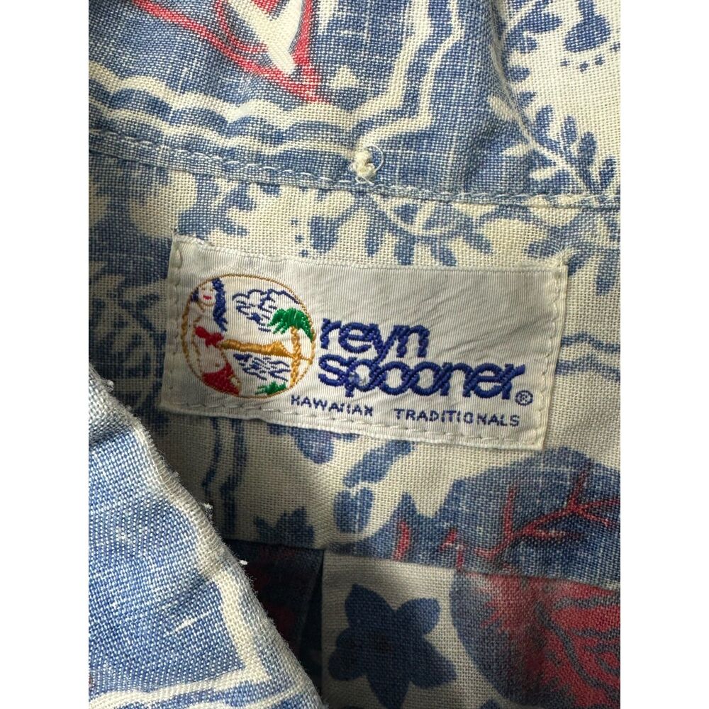 Reyn Spooner Vintage Reverse Print Men's Aloha Shirt Size XL Hawaiian Statehood - Picture 2 of 3